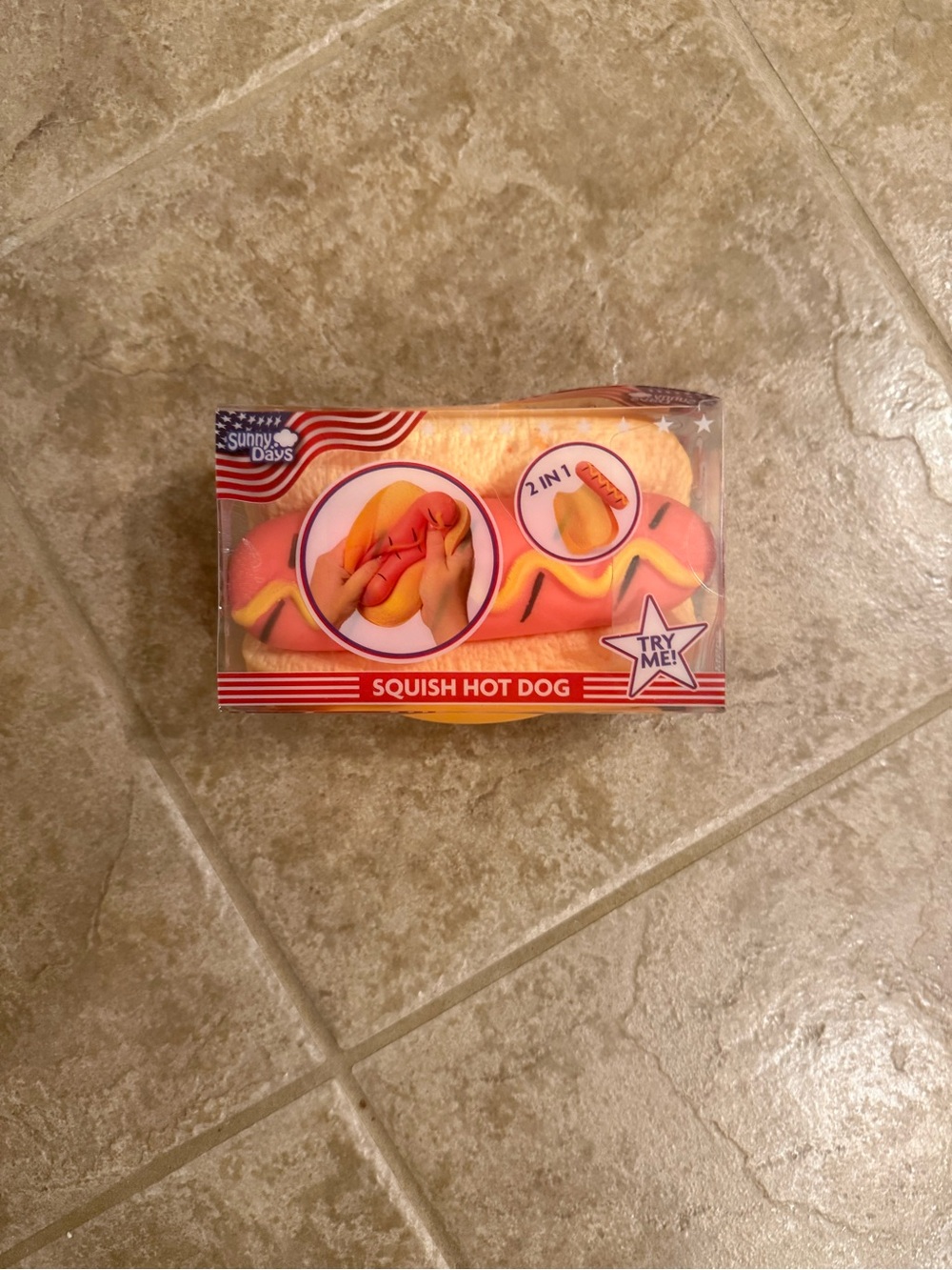 Sunny Days Squish Hot Dog 2-in-1 Squeeze Toy